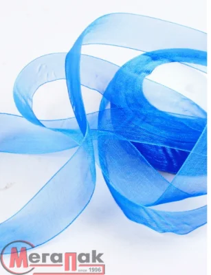 Лента тканная органза Синий 25мм*3м F014-46/1040-25 Синий - фото