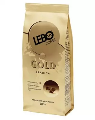 Кофе жареный в зернах Арабика среднеобжаренный Lebo Gold, 500 грамм  - фото