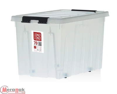 Контейнер Roxbox на роликах с крышкой, 70л, прозрачный, 580х390х365, арт. 070-00.07 Прозрачный - фото