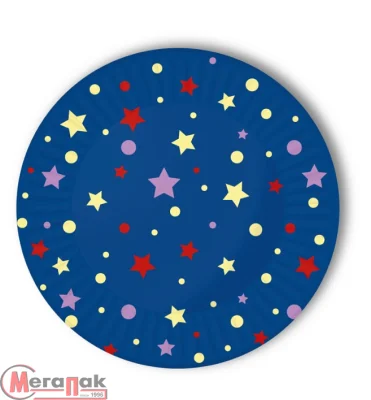 Бумажные тарелки Звёздочки и конфетти Miland (23 см, 6 шт), флоупак ТМ-2131 (10) Разноцветный - фото