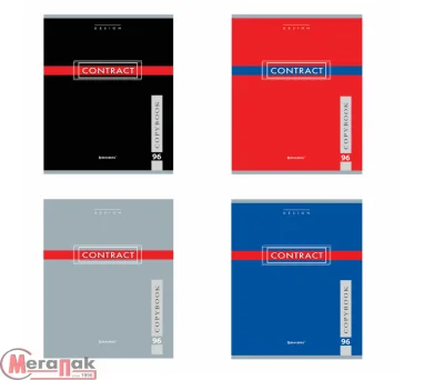 Тетрадь А5 96л. BRAUBERG скоба, клетка, обложка картон, CONTRACT, 400523 Микс - фото