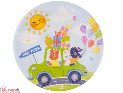 Тарелки (7''/18 см) Зверюшки, Веселый праздник, 6 шт., 77521  - фото