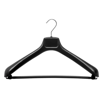 Вешалка пластик для верхней одежды черная 45 см, перекладина поролонарт. V45  - фото