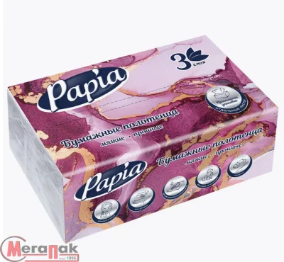 Полотенце бумажное Папиа 3сл V-сложение 100листов Белый - фото