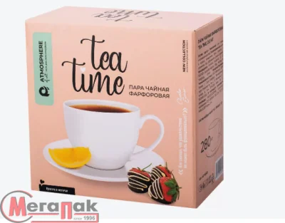 Пара чайная фарфоровая Tea Time, 280 мл Atmosphere, арт. AT-K2621 Белый - фото
