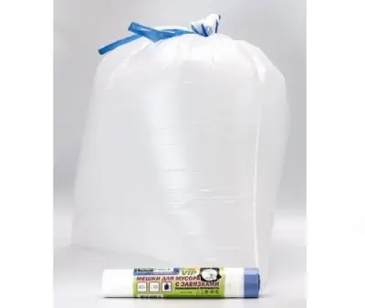 Мешки д/мусора MIRPACK VIP с завяз. 60л белые в рул. 10шт, 15мкм (40) Белый - фото