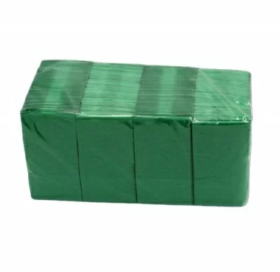 Салфетки бумажные 24*24см двухслойные зеленые 1/8 сложение, 250 шт Зеленый - фото