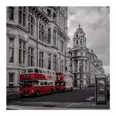 Картина на холсте 30x30 Красные автобусы HE-101-450  - фото