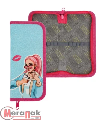 Пенал 1-секционный, средний РОМАНТИЧНАЯ ДЕВЧОНКА 190х90, ламинированный картон, арт. ПН-7707 Profit Разноцветный - фото