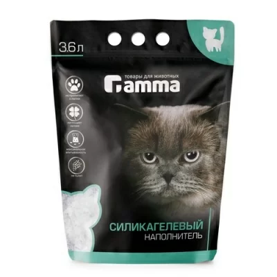 Наполнитель для кошачьих туалетов Gamma 3,6л, силикагелевый впитывающий  - фото