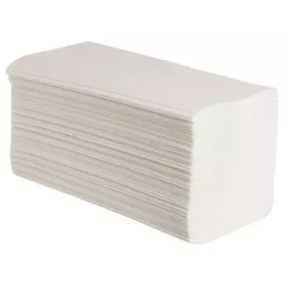 Полотенца бумажные V-сложения 1-слойные целлюлоза, 23*23 см, белые, 200 шт Белый - фото