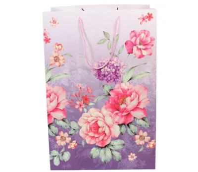 Пакет подарочный бумажный с ручками 36*54*30, арт. L672 Люкс цветы Разноцветный - фото