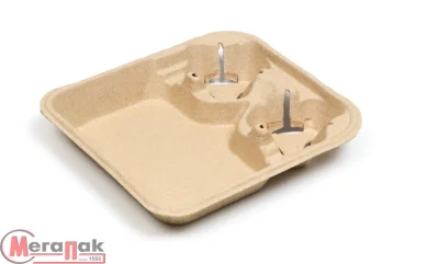 Поднос картонный с 2-мя подстак.225*225*40мм 1/20  - фото