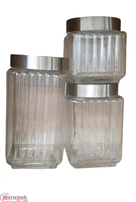 Набор из 3х стеклянных банок с метал.крышкой в коробке (1100мл, 1800мл, 2250мл) Прозрачный - фото
