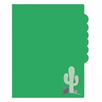 Папка для документов пластиковая  КАКТУС (полипропилен, формат А4, 23.9x30.9 см, 6 отделений) Зеленый - фото
