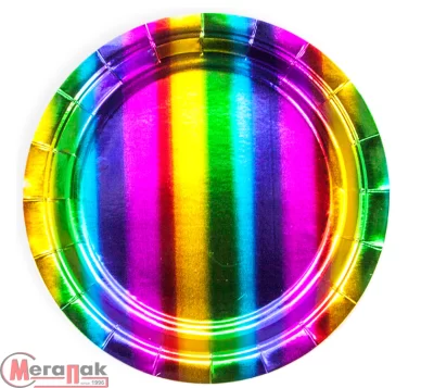 Тарелки (9''/23 см) Радужный, Голография, 6 шт. 625022 Разноцветный - фото
