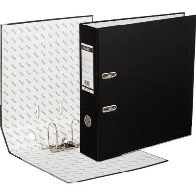 Папка-регистратор ПВХ ЭКО 75мм мет.уг черный, 786248 Черный - фото