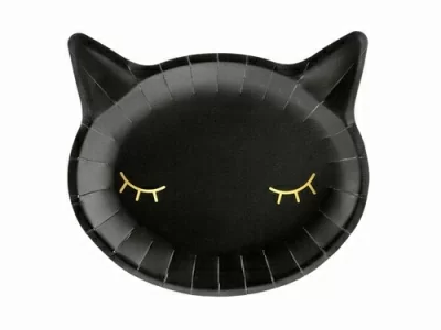 Набор бумажных тарелок «Кот» черный 22*20см, 6 шт Черный - фото