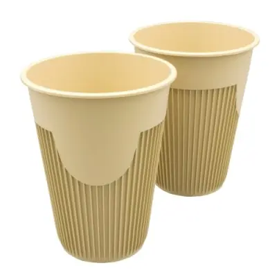 Стакан для горячего 350мл Д90 полипропиленовый 10шт (Крафт)  Бежевый - фото