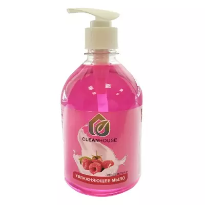 Жидкое мыло Clean House малина, с дозатором, 500мл Розовый - фото