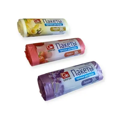 Мешки д/мусора ПНД "GRIFON" Aroma mix, 30л, в рул. 20шт, 9 мкм (45) Разноцветный - фото