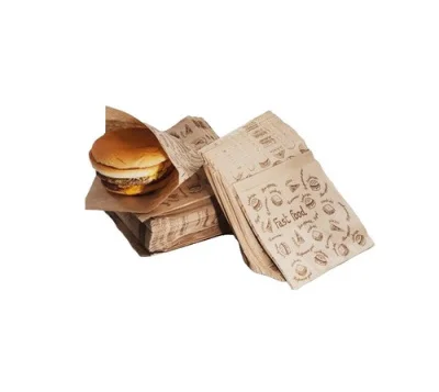 Пакет бумажный (150*175) корич. с рис FAST FOOD, Уголок ГАМБУРГЕР Коричневый - фото