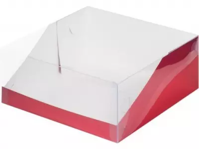 Коробка под торт с прозрачной крышкой 235*235*100 cherry, 5 шт Красный - фото