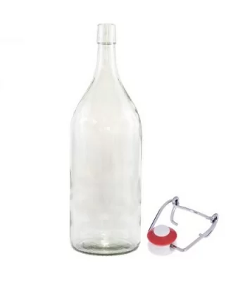Стеклобутылка 2000мл прозрачная + бугельная пробка Прозрачный - фото