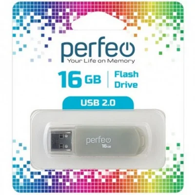 Карта памяти Perfeo USB 16GB C03 Grey PF-C03GR016  - фото