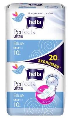 прокладки женские Белла перфекта голубая А-20 Ultra  - фото