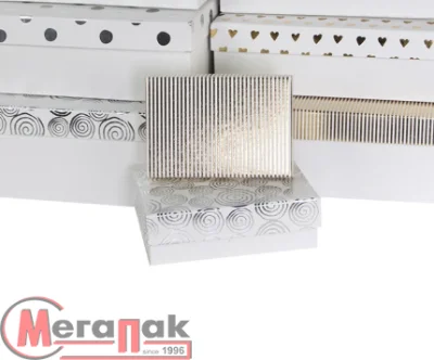 Коробка Белая Классика, Белый/Золото/Серебро, Металлик 14,5*10*5 см Белый - фото