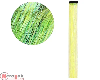 Цветная прядь для волос, Дождик, на заколке, 11 гр., Желтый, Хамелеон, 50*3,2 см, 1 шт., 6245540 Желтый - фото