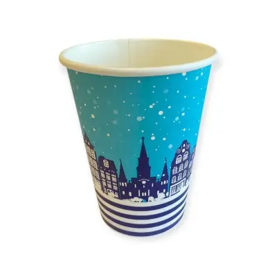 Стакан бумажный 250мл для горячего Зима 5шт  - фото