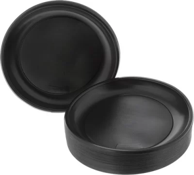 Тарелка 1-секционная черная "Элит" d205мм P, 100 шт Черный - фото