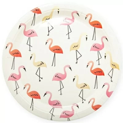 Тарелки бумажные (7''/18 см) "Фламинго", 6 шт Белый - фото