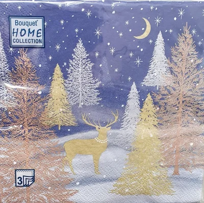 Салфетки РБ 33*33 3-сл А20 (12) Новый год Разноцветный - фото