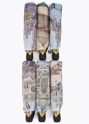 Зонт 3 сл, Суперавтомат, женский, набивной "ЭПОНЖ", 8 спиц, радиус купола -  58см, цвет МИКС, арт. L3801-T Микс - фото