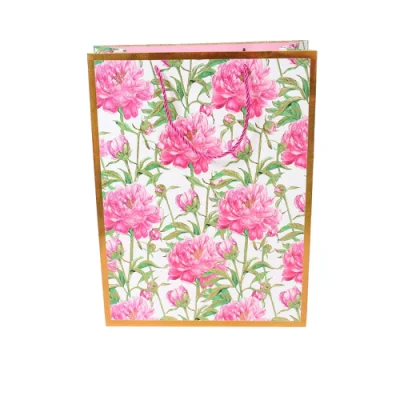 Пакет подарочный бумажный с ручками 26*32*12, арт. L339 Люкс цветы  - фото