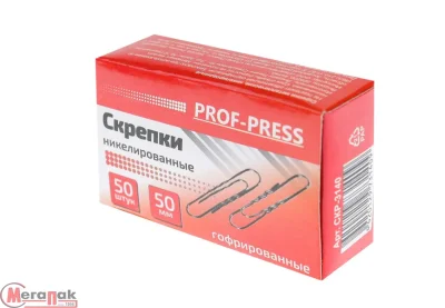 Скрепки металлические гофрированные никелированные 50 мм 50 шт в картонной коробке, кратно 10, арт. СКР-3140 Серебро - фото