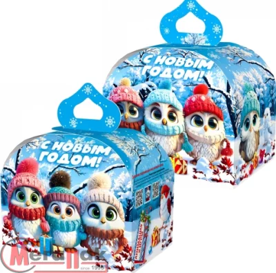 Новог.коробка "Сундучок "Совята" с анимацией Разноцветный - фото