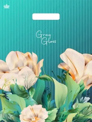 ТЦ50штСумка-пакет 43*31,5 прор.ручка Грэй Глосс Цветы  - фото