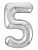 Шар фольга Agura (40''/102 см) Цифра, 5 Slim, Серебро, 1 шт. в уп.(4) Серебро - фото