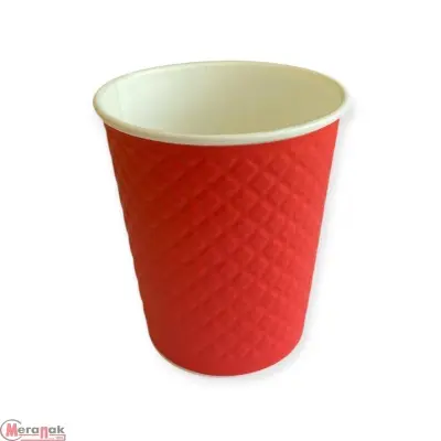 Стакан бумажный д/гор двуслойный 250 мл Waffle Red 25шт, арт. ЕМ80-280 Красный - фото