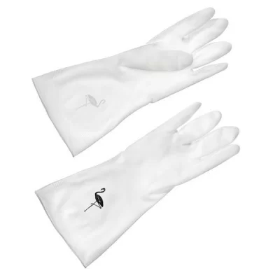 Перчатки ПВХ белые с фламинго,You'll love, M Белый - фото
