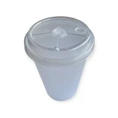 Комплект Стакан 375мл ПП Д90 (1020П) + Крышка для стакана ПП Д90 (3004К/ПП) с заглуш проз, 5шт Прозрачный - фото