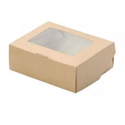 Коробка картонная с окном 100*80*35мм ECO TABOX 300, 50 шт Коричневый - фото
