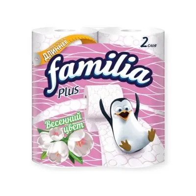 Туалетная бумага Фамилия Плюс Весенний цветок 2сл 4рул целлюлоза Белый - фото