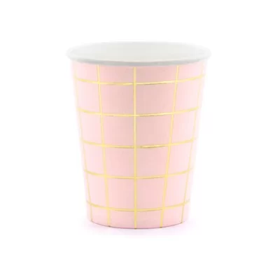 Набор бумажных стаканов «Сетка» розовый 200мл, 6 шт Розовый - фото