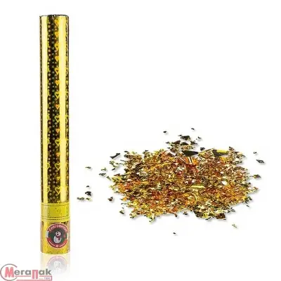 Хлопушка пневматическая "Голография" 40см, S0038 Золотой - фото