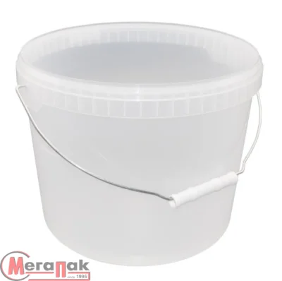 Комплект Ведро 11,0л прозрач. с метал. ручкой + Крышка д/ведра 11,0л прозрач. (D-294мм) Прозрачный - фото